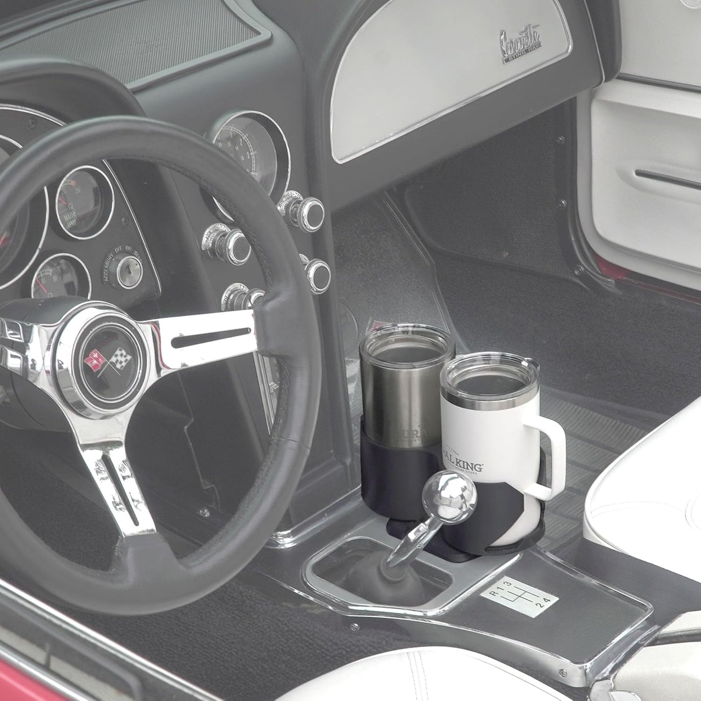 CT Auto Cup - Dual Cup Holder for Chevy C2 Corvette - 1963, 1964, 1965, 1966, 1967 - Travel Cupholder for Chevrolet Vette - Best Accessories