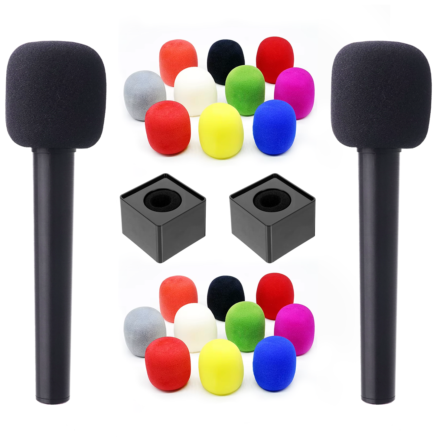 MicLite Interview Handle Adapter + Flag for DJI Mic, Rode GO, Rode Pro Wireless, Hollyland, and others