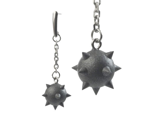 Flail Drop Earrings | Medieval Renaissance Weapon Inspired Spiked Ball Jewelry