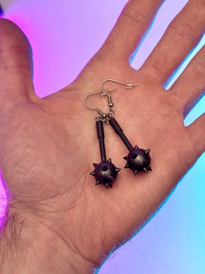 Morning Star Drop Earrings | Medieval Renaissance Weapon Jewelry | Spiked Ball | Gothic Morningstar