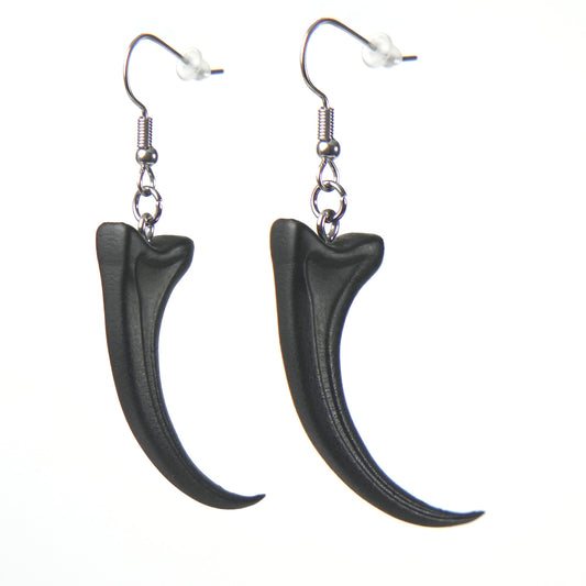 Raptor Claw Earrings - Dinosaur Fossil Replica & Hypoallergenic Stainless - Jurassic Velociraptor - Goth, Grunge, Punk, Emo, Alternative Jewelry